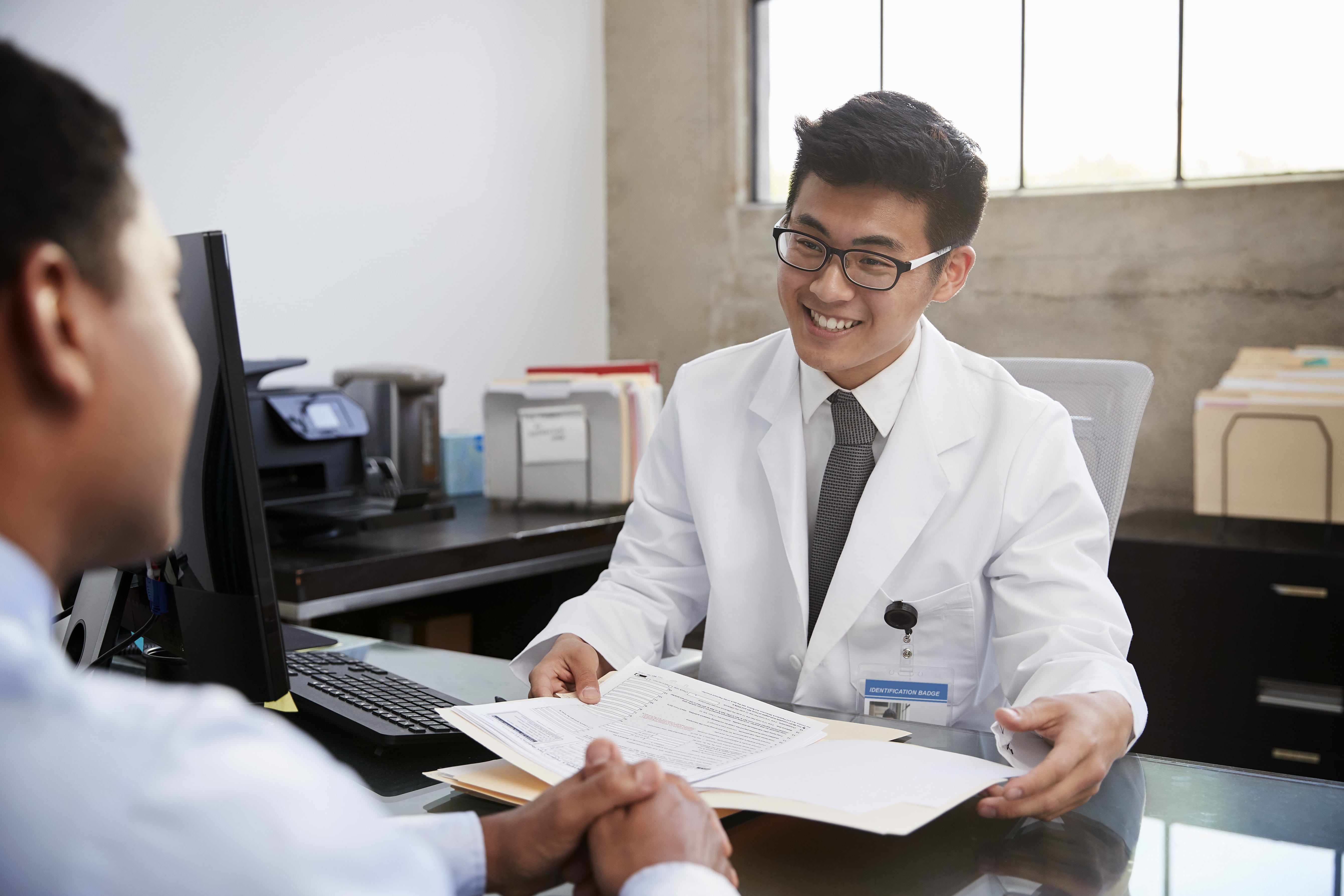 Senior health care doctor discusses care options